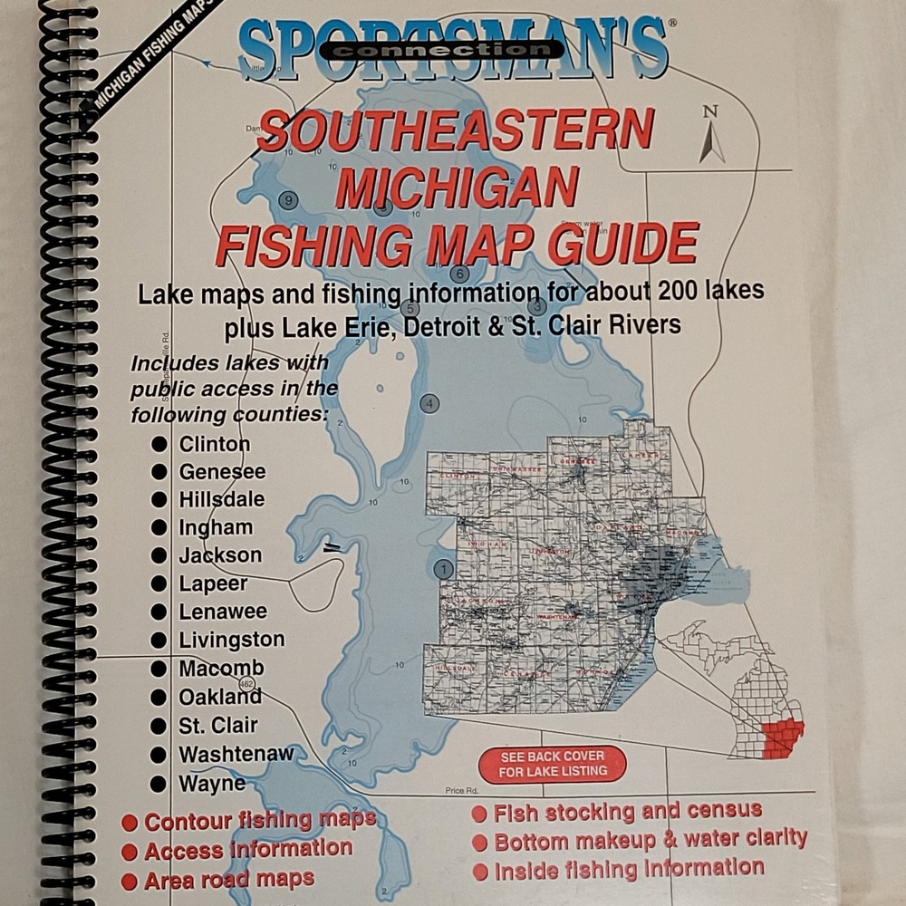 Sportsman's Connection Fishing Map Guide Southeastern Michigan Spiral Book Blue